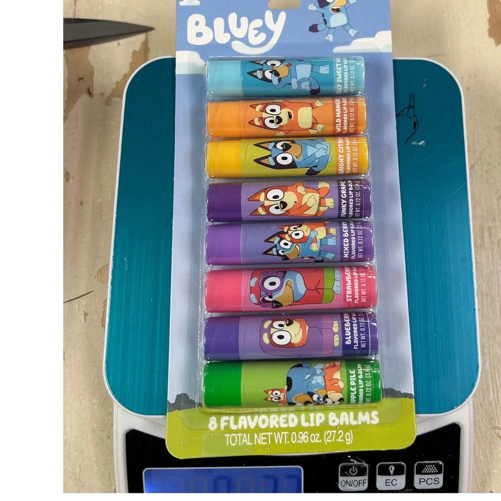LOT OF 2 Bluey 8 Pack Flavored Lip Balms Set Mango Grape Strawberry Berry Mint